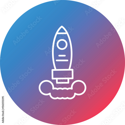 Rocket Line Gradient Circle Background Icon