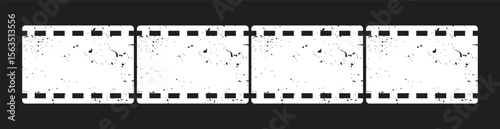 Film reel icon set. Black movie reel icon in vintage style. Old retro reel with film strip collection. Vector illustration