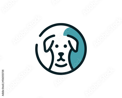 Minimalist dog face logo in a circle