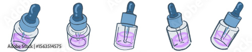 Hand-Drawn Centrifuge Tube Illustration Set — Purple gradient liquid lab tubes with green caps and label space, perfect for science, biology, chemistry, medical research presentations, laboratory bran