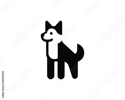 Stylized black and white husky dog icon