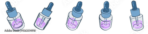 Hand-Drawn Centrifuge Tube Illustration Set — Purple gradient liquid lab tubes with green caps and label space, perfect for science, biology, chemistry, medical research presentations, laboratory bran