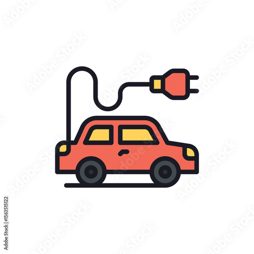 Illustration of electric car charging station vector icon illustration for ev vehicle and sustainable transport design use vector