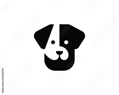 Modern minimalist black and white dog face logo