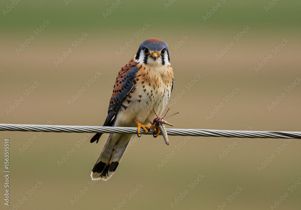 Naklejka premium American Kestrel with Caught Prey