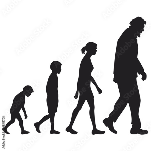Black Silhouettes of People Walking Showing Growth Stages