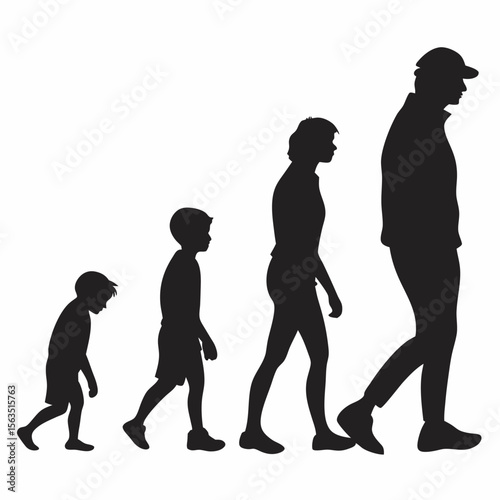 Black Silhouettes of Walking People Showing Growth
