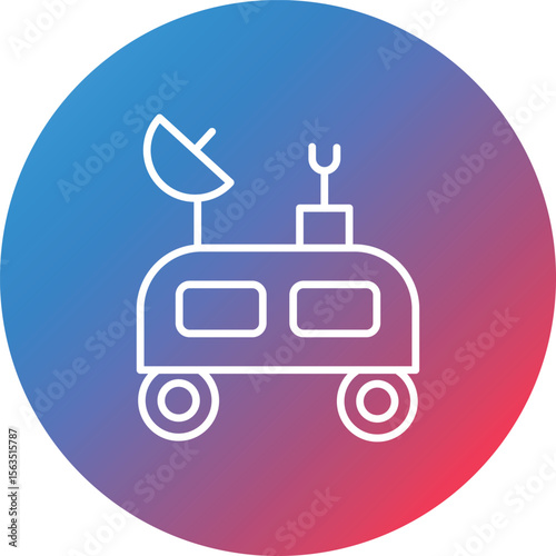 Mars Rover Line Gradient Circle Background Icon