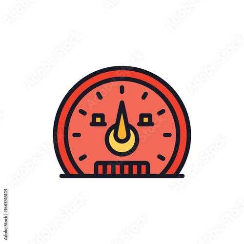 Illustration of speedometer gauge performance measurement dashboard indicator level dial fast speed vector 100 character vector