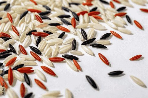 Pigmented Harvest rice grains white, red, black isolated watercolor vector illustration svg
