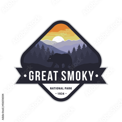 Great Smoky National Park logo badge emblem illustration