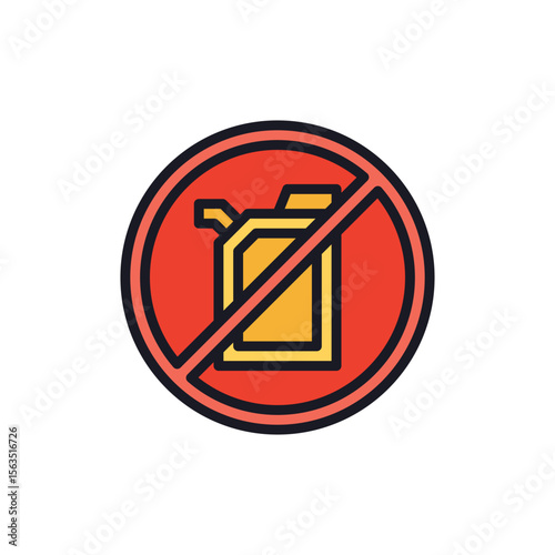Illustration of no fuel sign vector illustration for prohibition of flammable liquids and gasoline resources usage vector