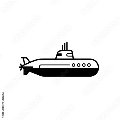 A minimalist silhouette of a submarine