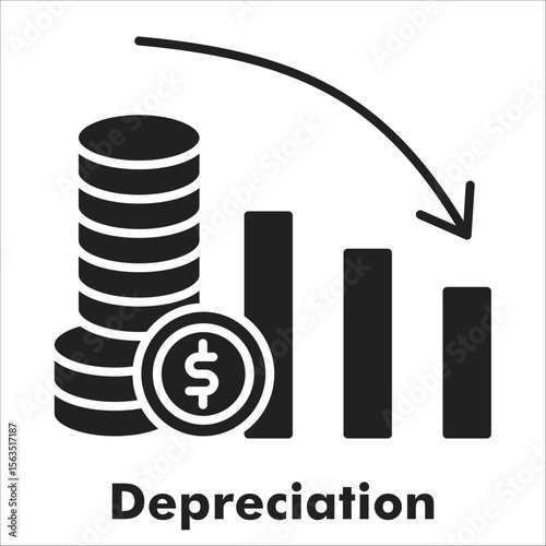 Depreciation Icon - Glyph Style
