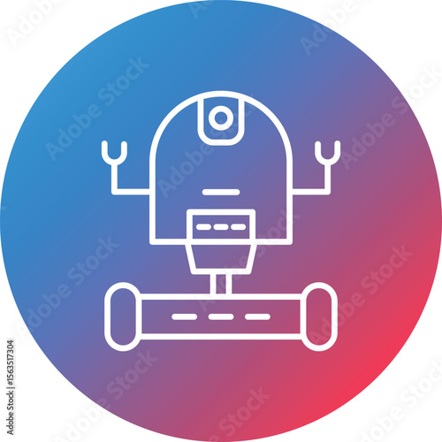Space Robot Line Gradient Circle Background Icon