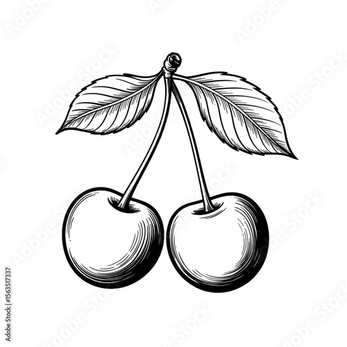 cherries and cherry illustration vector style coloring page 