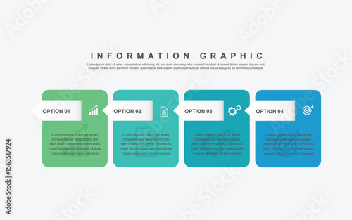 information graphic 4 step or option process with paper design for modern business and web design