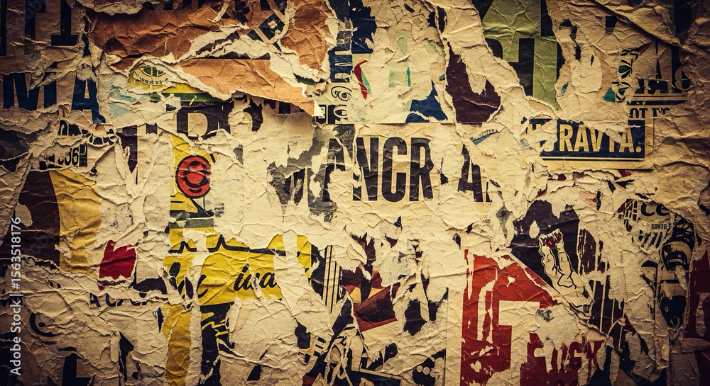 Naklejka premium Grunge Wall Background - Full Frame Ripped and Peeling Posters