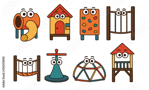 Cartoon playground equipment with eyes: fun and imaginative kids' play area design