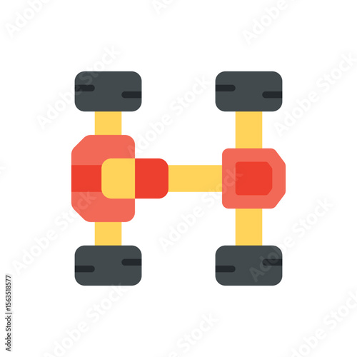 Illustration of illustration of a simple car chassis with wheels and suspension for vehicle design and engineering use vector