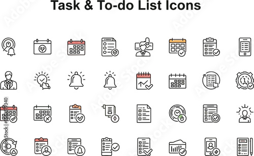 Illustration of task and to do list icons arranged on a light background