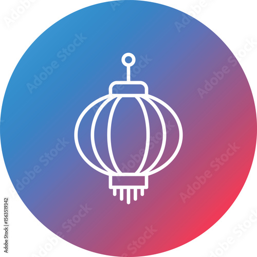 Lantern Line Gradient Circle Background Icon
