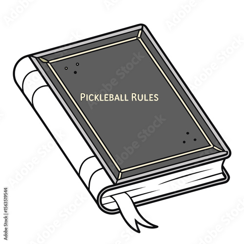 Gray pickleball rules book with white pages and ribbon sport game