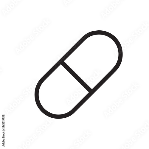 Capsule Icon: A simple, minimalistic representation of a capsule pill, perfect for medical or pharmaceutical themed designs.