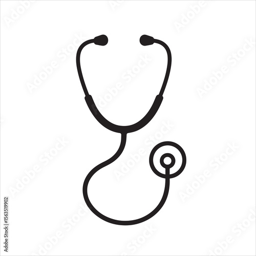 Stethoscope Symbol: An isolated, minimalist rendering of a stethoscope, presented against a flat backdrop, symbolizing healthcare, medical practice, and diagnostic tools.