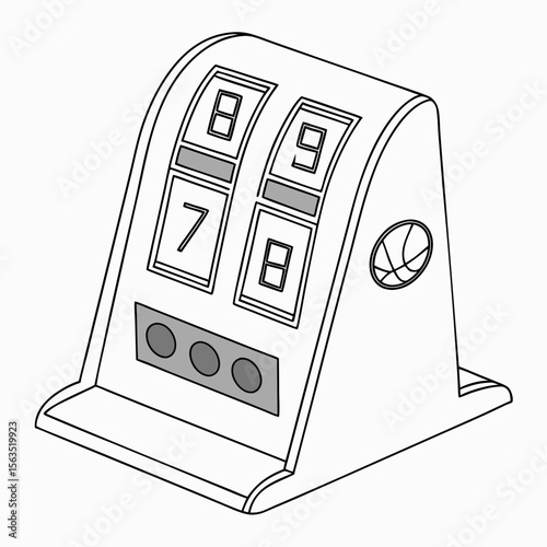 Scoreboard with numbers and basketball symbol score keeper sports