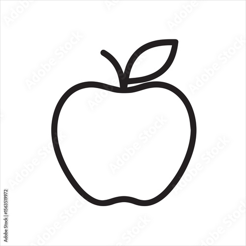 Fresh Apple Icon: A simple, elegant line art image of a crisp, delicious apple with a leaf, representing healthy eating and natural goodness.
