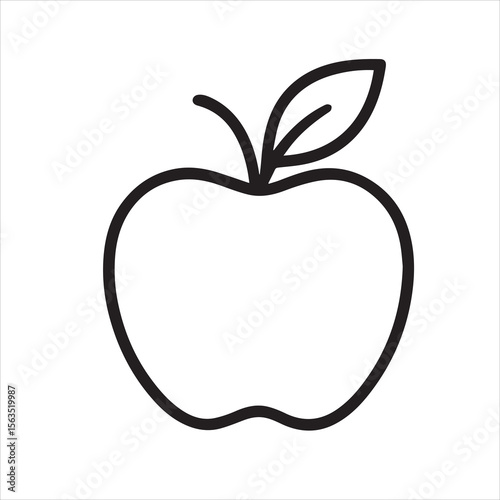 Line Art Apple: A simple yet elegant line art illustration of a fresh apple with a stem and leaf. The clean lines and minimalist design highlight the natural form of the fruit.