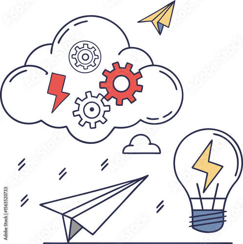 Brainstorming and ideas generation vector