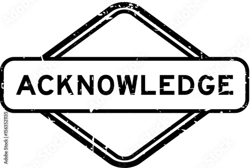 Grunge black acknowledge word rubber seal stamp on white background