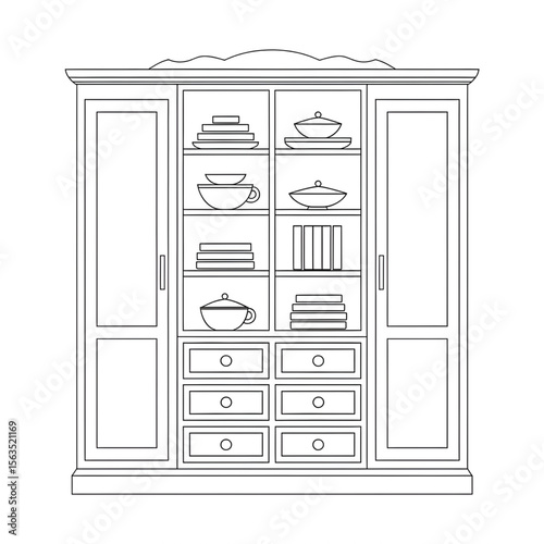 cupboard illustration Victor style coloring page