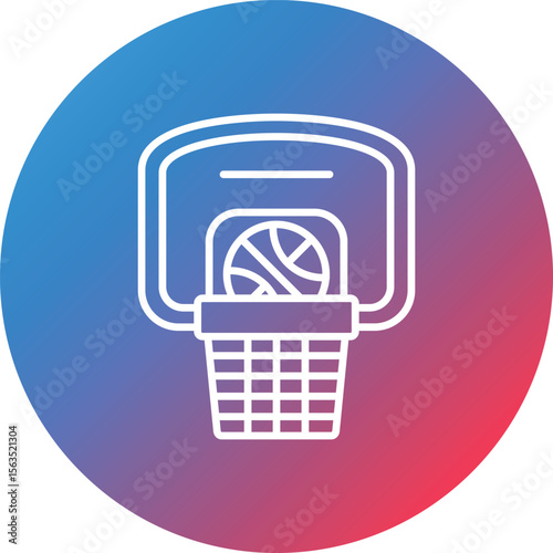 Basketball Hoop Line Gradient Circle Background Icon