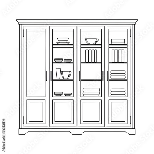 cupboard illustration Victor style coloring page 