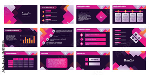 modern presentation template featuring a refreshing design that combines magenta and white, suitable for company presentations, school projects, and product promotions