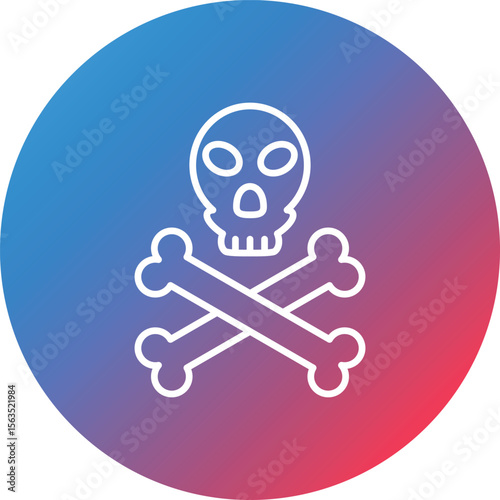 Jolly Roger Line Gradient Circle Background Icon