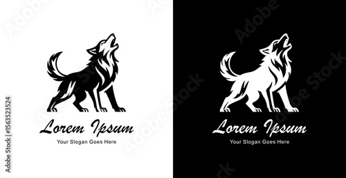 A roaring wolf logo design with a modern style
