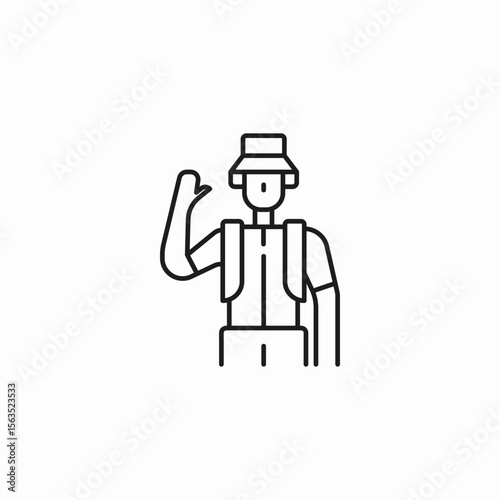 man waving hat icon sign vector