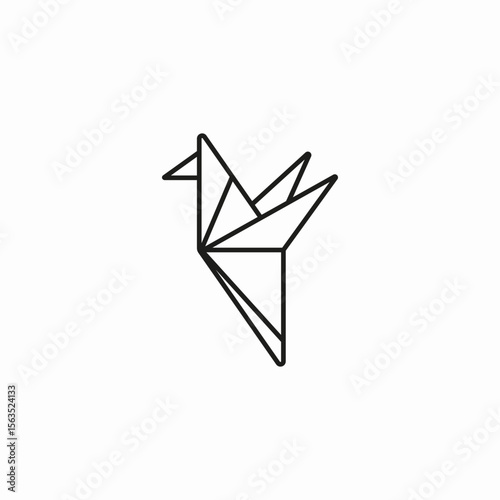 origami bird geometric icon sign vector