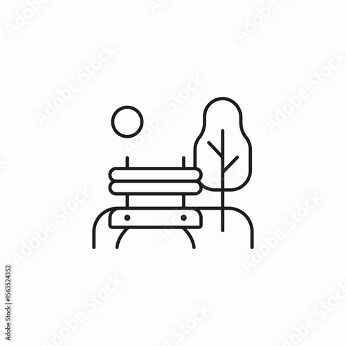 park bench tree icon sign vector
