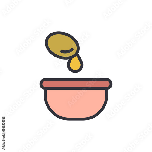 Olive Oil Dripping Into Bowl For Culinary Preparation Icon Design