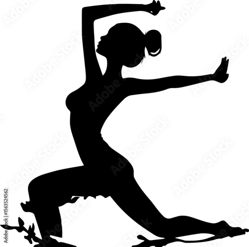 Yoga Woman Silhouette Vector Black Female Pose Clipart on White Background