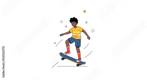 Young person enjoying a thrilling skateboarding ride outdoors on a sunny day