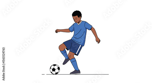 Young boy skillfully juggling a soccer ball during practice session