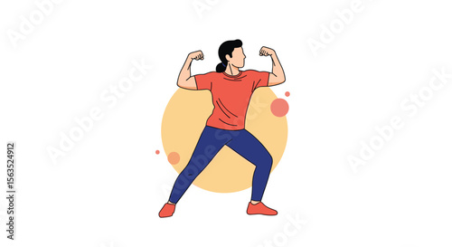 Active person demonstrating strength and physical fitness through dynamic posing and exercise