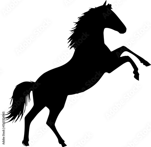 Kicking Horse Silhouette Vector Black Wild Animal Clipart on White Background