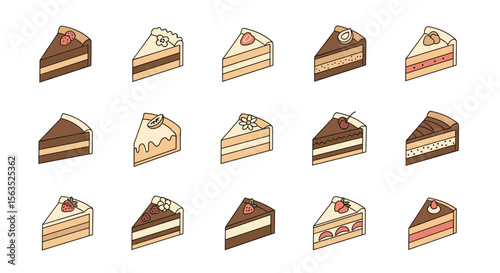 A diverse collection of delicious dessert slices featuring various flavors and textures for celebrations and enjoyment